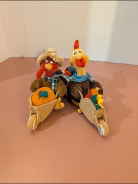 Lot of TWO (2) Gund Fallin' Into Autumn Zip Along Turkeys